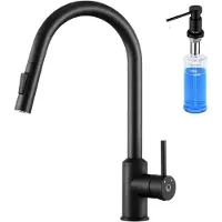CECIPA MAX Keukenkraan Met Uittrekbare Uitloop Zwart - Met Zeepdispenser 300ML - 360° draaibare keukenkraan - keukenkraan uittrekbaar - Waterbesparende keuken kraan