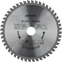 Wolfcraft - Afkortzaag zaagblad 216x30mm - 216mm voor fijne, zuivere sneden - 6546000