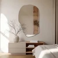 Coloray Wandspiegel - Wandspiegel Organische Vorm - 90 cm x 58,5 cm - Asymmetrische Spiegel - Decoratie Spiegel - Grote Spiegel - Wandspiegel Industrieel - Woonkamer Spiegel - Scandinavische Decoratie