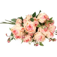 Top Art Kunstbloemen boeket roos Ariana - 8x - roze - 73 cm - kunststof steel - decoratie bloemen