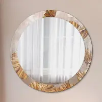 Coloray Bedrukte Spiegel - Boho bladeren Bedrukte Spiegel - 80 cm - Geel Bedrukte Spiegel - Bedrukte Spiegel - Spiegel Met Bedrukte Lijst - Spiegel Met Decoratie
