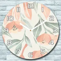 Coloray Wandklok - Pastelkleurige bladeren Glazen Wandklok - 30fi cm - Romig Wandklok - Wandklok Ronde - Wandklok Klassiek - Wandklokken Woonkamer - Stille Wandklok