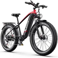 DUOTTS Elektrische Fiets - 864Wh/18 Ah Accu - 100 km Bereik - 250W Motor - 26x4 Inch Banden - Shimano 7 Versnellingen - Aluminium Frame - Inclusief Bagagedrager - Elektrische Mountainbike - zwart