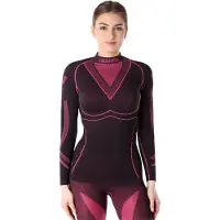 Ladeheid Thermoshirt - Thermo ondergoed – Dames - Thermokleding - Longsleeve – Zwart/Roze – M - LA-LA40-WOMEN-Top