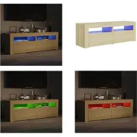 vidaXL Tv-meubel met LED-verlichting 120x35x40cm sonoma eikenkleurig - Tv-kast - Tv-kasten - Televisiekast - Televisiekasten