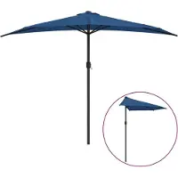 vidaXL Balkonparasol half met aluminium paal 300x155x223 cm blauw