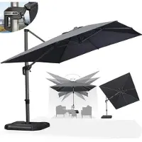 PURPLE LEAF Rechthoek Parasol – Kantelbare Hangende Tuinparasol – Aluminium Frame – Dubbele Asrotatie – UV50+