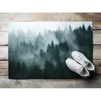 Coloray Deurmat voor binnen - Zwart Wasbare Deurmat - Mistbos Binnenmat - Antislip Onderkant Deurmat - Deurmat Met Print - 60x40 cm