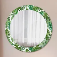 Coloray Bedrukte Spiegel - Junglebladeren Wandspiegel Met Print - 70 cm - Groente Bedrukte Spiegel - Wandspiegel Met Print - Wandspiegel Decoratieve Print - Bedrukte Spiegel