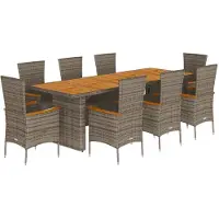 vidaXL 9-delige Tuinset met kussens poly rattan grijs