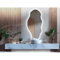 Coloray Organische Spiegel LED - LED Organische Spiegel Groot - 40 cm x 80 cm - Decoratieve Organische Spiegel Gang - Minimalistisch Spiegel - Koel licht - Wandspiegel LED Organisch
