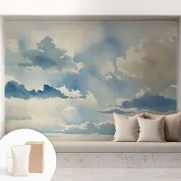 Coloray Behang - Hemelse wolken Behangrol - 208x146 cm - Blauw Behang - Voor natuurliefhebbers en rustzoekers - Behang Voor de slaapkamer, woonkamer en kantoor - Muurbehang Landschappen