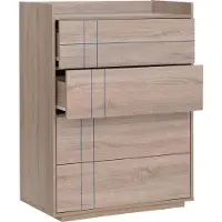 Mendler Commode -P44, dressoir, 4 laden met push-to-open-systeem, MDF 107x80x40 cm ~ Sonoma-eikenlook