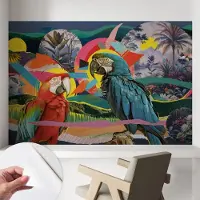 Coloray Zelfklevend Behang - Exotische vogels Zelfklevend fotobehang - 104x70 cm - Blauw Zelfklevend Behang - Voor de woonkamer, slaapkamer en kantoor - Herpositioneerbaar - Stickerbehang op rol