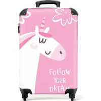 NoBoringSuitcases.com - Roze koffer - Koffers eenhoorn - 55x35x25