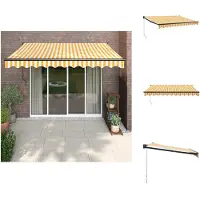 vidaXL Intrekbare Luifel - Intrekbare Luifels - Luifel - Deurluifel - Luifel uittrekbaar 3x2-5 m stof en aluminium geel en wit