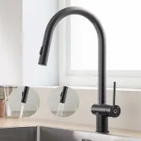 CECIPA MAX keukenmengkraan met uittrekbare handdouche - keukenmengkraan Zwart - 360° draaibaar - 2 straalsoorten - uitneembare beluchter