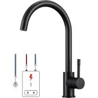 CECIPA MAX Keukenkraan Zwart - Lage druk Keukenkraan - Handdouche - 360° draaibare keukenkraan - Mengkraan -Flexibele Slang - Zwart