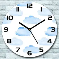 Coloray Wandklok - Wolken Glazen Klok - 30fi cm - Lichtblauw Wandklok - Wandklok Ronde - Wandklok Modern - Wandklok Keuken - Stille Wandklok