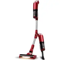 TurboTronic accustofzuiger - CV11 - draadloze 2-in-1 steel- en handstofzuiger, 120 W, 11 kPa zuigkracht, HEPA-filter, cycloontechnologie, LED-vloerborstel Rood