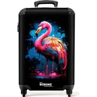 NoBoringSuitcases.com - Handbagage koffer lichtgewicht - Reiskoffer trolley - Gekleurde flamingo voor een verfexplosie - Rolkoffer met wieltjes - Past binnen 55x40x20 en 55x35x25
