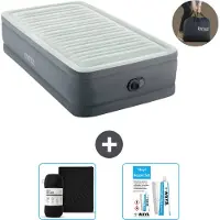 Intex Luchtbed - 1-Persoons - 99 x 191 x 46 cm - Grijs - Inclusief pomp - Hoeslaken en Reparatieset