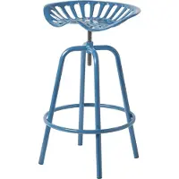 Homescapes - Vintage barkruk tractorzitting in hoogte verstelbaar - 74cm - blauw