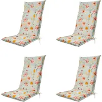 Madison tuinstoelkussen hoge rug florina orange ca. 123x50 cm set van 4