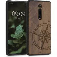 Kwmobile telefoonhoesje geschikt voorXiaomi Mi 9T (Pro) / Redmi K20 (Pro) - Hoesje met bumper - hout - In donkerbruin Vintage Kompas design