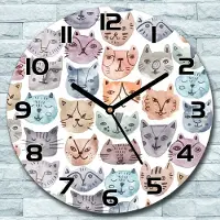 Coloray Wandklok - Kattengezichten Klok Glas - 30fi cm - Groente Wandklok - Wandklok Ronde - Wandklok Modern - Wandklok Keuken - Stille Wandklok