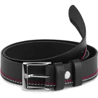 Ladeheid Kinderriem – Riem - Jongens - Broekriem - Verstelbaar - Leer – Zwart/Rood/Wit – 55 cm LA-EL-KIDS