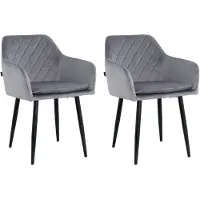 Mevsim Store Noble Eetkamerstoelen - Grijs - Set van 2 - Velvet