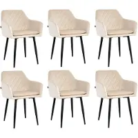 Mevsim Store Noble Eetkamerstoelen - Beige - Set van 6 - Velvet