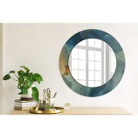 Coloray Bedrukte Spiegel - Onyx marmer Wandspiegel Met Print - 50 cm - Blauw Bedrukte Spiegel - Wandspiegel Met Print - Wandspiegel Decoratieve Print - Bedrukte Spiegel