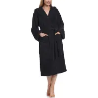 Ladeheid Dames Badjas met Capuchon - 100% Katoen - Wasmachine bestendig - Badstof - Zwart - S - LA-LA40-193-DG