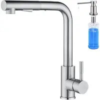 CECIPA MAX Keuken kraan - Keukenkraan Met Uittrekbare Uitloop - Met Zeepdispenser 300ML - Uittrekbare keukenmengkraan met 2 straalsoorten - Spoelmengkraan - 360° draaibaar Keukenmengkraan - Zilver