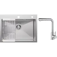 CECIPA MAX - Spoelbakken Keuken 60x45cm - Spoelbak Keuken Met Keukenkraan Met Uittrekbare Uitloop - Multifunctionele spoelbak van roestvrij staal - Spoelbakken met Afdruip - Zilver