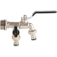 INF Buitenkraan - 1 inch inlaat, dubbele 3/4 inch uitlaat Black