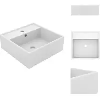 vidaXL Luxe Wasbak - Luxe Wasbakken - Keramische Wastafel - Keramische Wastafels - Wastafel met overloop vierkant 41x41 cm keramiek matwit