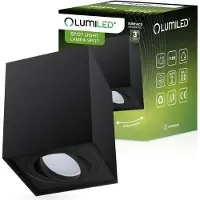 LUMILED Inbouwspots, opbouwspots, plafondlamp, inbouwspots voor het plafond, vierkant, kantelbaar 15°, zwart, spotlamp van aluminium, GU10 fitting, 230V, lengte: 8,5 cm, hoogte: 11,5 cm