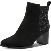 Marco Tozzi Dames enkellaarsjes met blokhak, elegant, zwart, maat 38 EU