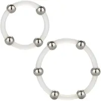 California exotic novelties SET STEEL BEADED COCKRINGS
