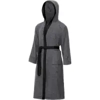Ladeheid Heren Badjas met Capuchon - 100% Katoen - Wasmachine bestendig - Badstof - Donkergrijs/Zwart - 3XL - LA-LA40-190-DG