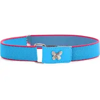 Ladeheid Kinderriem - Riem - Meisjes - Broekriem - Verstelbaar - Polyester - LA-TG-P15G - Blauw/Donkerroze/Butterfly - 62 cm x 2,5 cm