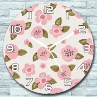 Coloray Wandklok - Roze bloemen Klok Glas - 30fi cm - Roze Wandklok - Wandklok Ronde - Wandklok Klassiek - Wandklokken Woonkamer - Stille Wandklok