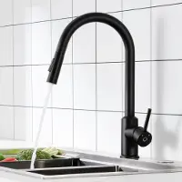 CECIPA MAX Keukenkraan Zwart - Keukenmengkraan Met Uittrekbare Uitloop - 360° Draaibare Keukenkraan - 304 roestvrij staal - Handdouche - Keukenkraan Uittrekbaar - -Flexibele Slang - Zwart