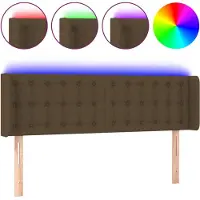 vidaXL Hoofdbord LED 147x16x78/88 cm stof donkerbruin