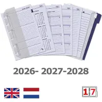 Kalpa 1316-66 hervulbare Pocket 6 Ringband Agenda glans Croco Groen 1 week per 2 paginas 2026-2027-2028