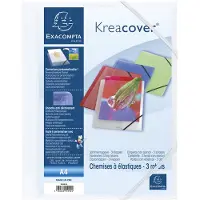 Exacompta 25x Elastomap 3 kleppen polypropyleen Ondoorschijnend Krea Cover - A4 - Wit - 55992E