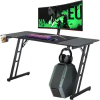 ACXIN Gaming Bureau - Computertafel Met Carbon Fiber - Met Bekerhouder En Hoofdtelefoonhaak - 120x60cm Zwart